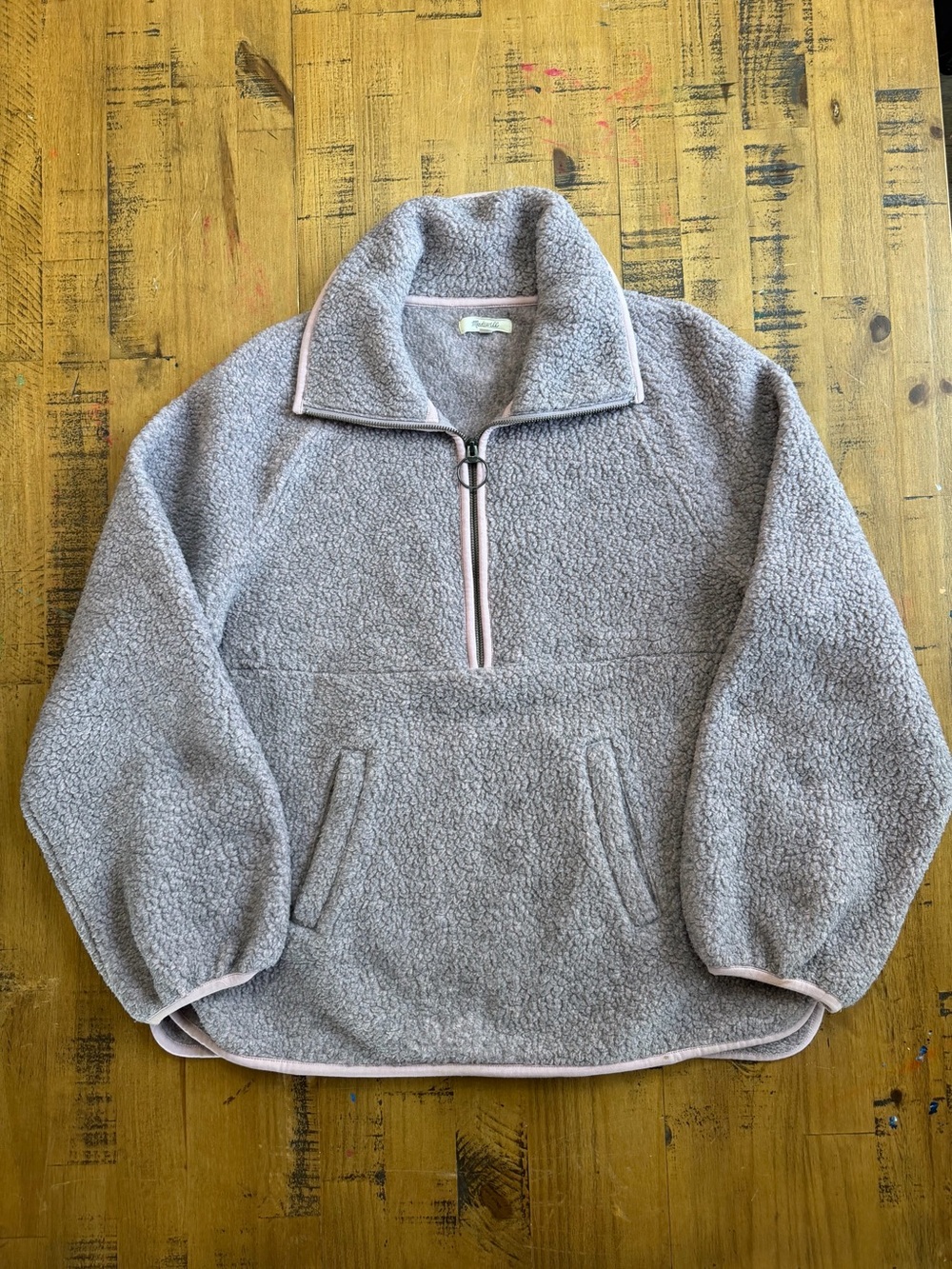 Madewell Women’s XL Sherpa Fleece Quarter-Zip Pullover